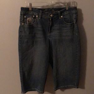 Denim embellished clam diggers